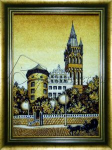 Картина из янтаря "Королевский замок с каретой"