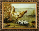 Картина из янтаря «Курица с цыплятами»