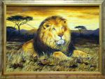 Картина из янтаря "Лев в саванне"