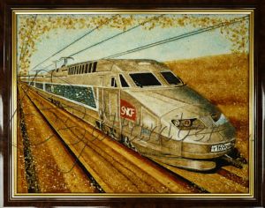 Янтарная картина «Поезд»