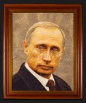 Панно мозаика из янтаря «Портрет Владимира Путина»