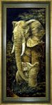 Картина из янтаря "Слон и слоненок"