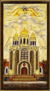Картина из янтаря «Собор Христа Спасителя с серафимом»