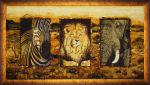 Картина из янтаря "Триптих животные"