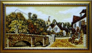 Картина из янтаря "Улочка с мостом"