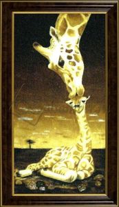 Картина из янтаря «Жирафы»